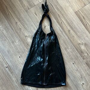 Black Glossy Women's Pleather Dress NWOT